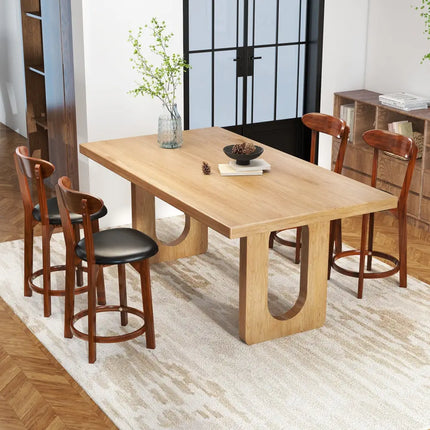Set of 2 24 Inch Modern Armless Upholstered Cushioned Seat Island Dining Chairs for Kitchen - Walnut - Dining Chairs
