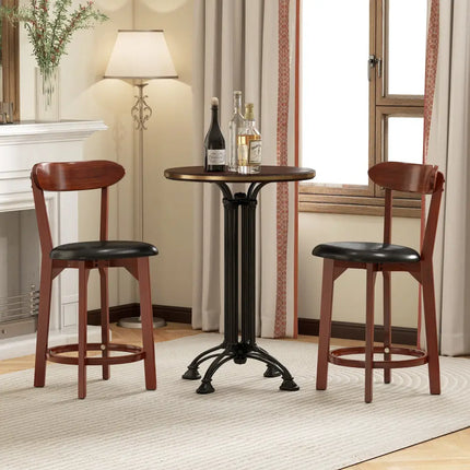 Set of 2 24 Inch Modern Armless Upholstered Cushioned Seat Island Dining Chairs for Kitchen - Walnut - Dining Chairs