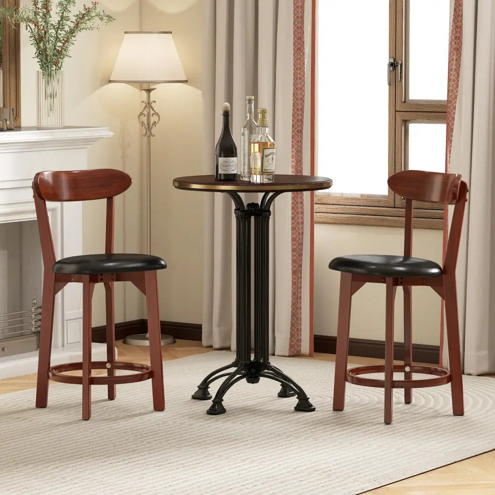 Set of 2 24 Inch Modern Armless Upholstered Cushioned Seat Island Dining Chairs for Kitchen - Walnut - Dining Chairs