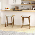 Set of 2 25.5 Inch Dining Bar Stool with Seaweed Woven Seat - Beige - Bar Stools