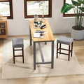 Set of 2 25 Inch Bar Stool with Curved Seat Cushions-Gray - Gray - Bar Stools