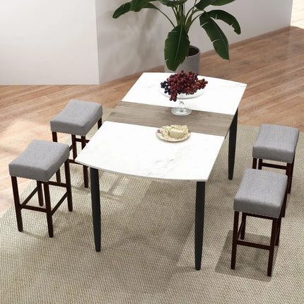 Set of 2 25 Inch Bar Stool with Curved Seat Cushions-Gray - Gray - Bar Stools