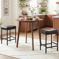 Set of 2 25 Inch Counter Height Bar Chairs for Kitchen Island-Brown - Brown - Bar Stools