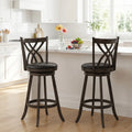 Set of 2 29’’ Counter Height Bar Stools with Rubber Wood Frame and Hollowed Backrest-Gray - Gray - Bar Stools