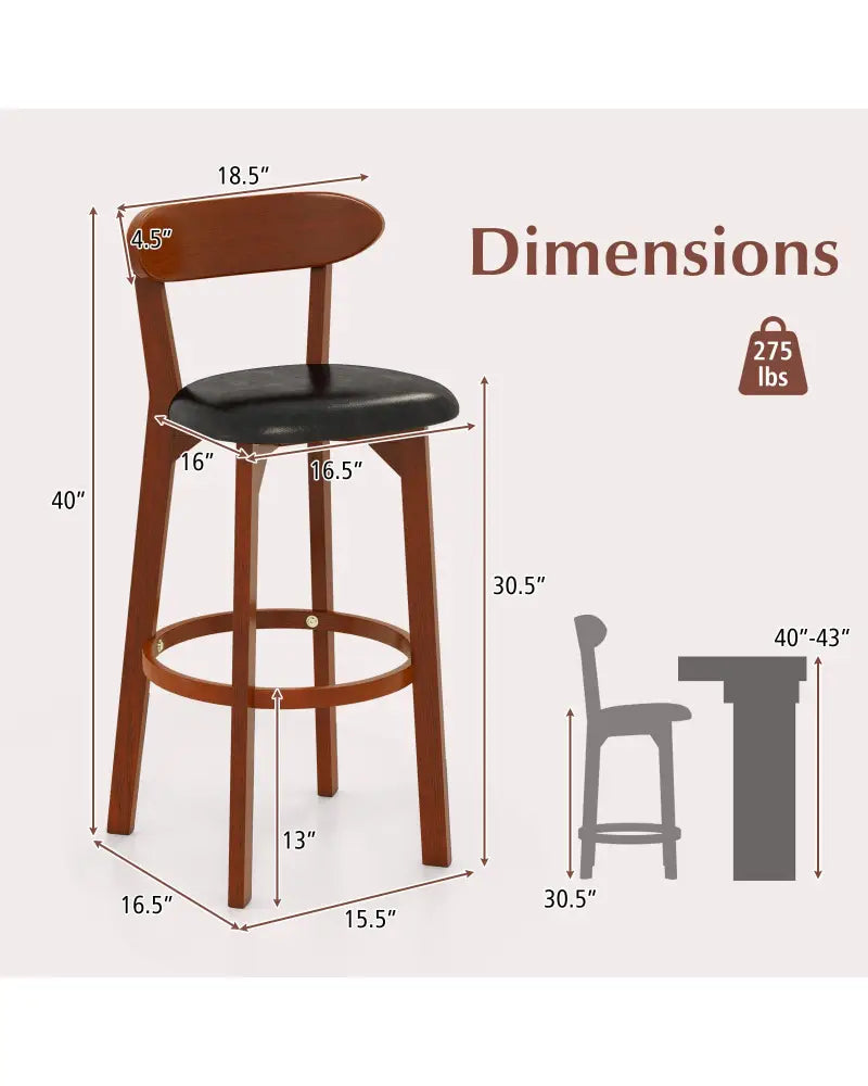 Set of 2 29 Inch Modern Armless Upholstered Cushioned Seat Island Dining Chairs for Kitchen - Walnut - Dining Chairs
