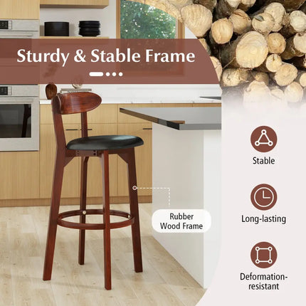 Set of 2 29 Inch Modern Armless Upholstered Cushioned Seat Island Dining Chairs for Kitchen - Walnut - Dining Chairs