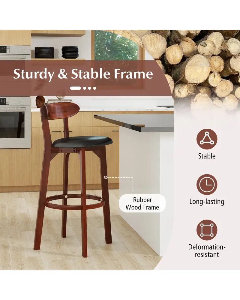 Set of 2 29 Inch Modern Armless Upholstered Cushioned Seat Island Dining Chairs for Kitchen - Walnut - Dining Chairs