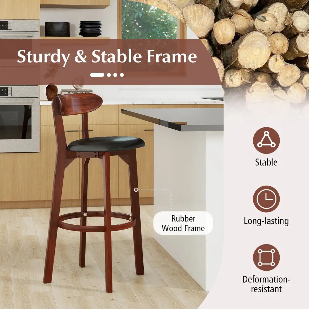 Set of 2 29 Inch Modern Armless Upholstered Cushioned Seat Island Dining Chairs for Kitchen - Walnut - Dining Chairs