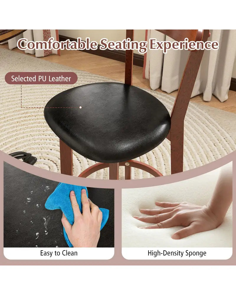 Set of 2 29 Inch Modern Armless Upholstered Cushioned Seat Island Dining Chairs for Kitchen - Walnut - Dining Chairs