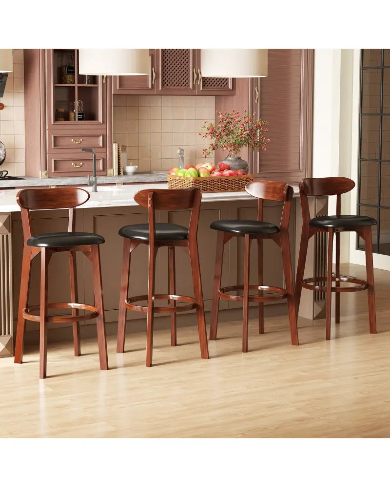 Set of 2 29 Inch Modern Armless Upholstered Cushioned Seat Island Dining Chairs for Kitchen - Walnut - Dining Chairs