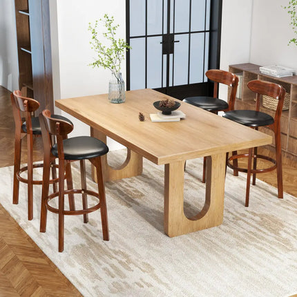 Set of 2 29 Inch Modern Armless Upholstered Cushioned Seat Island Dining Chairs for Kitchen - Walnut - Dining Chairs