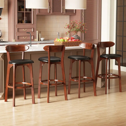 Set of 2 29 Inch Modern Armless Upholstered Cushioned Seat Island Dining Chairs for Kitchen - Walnut - Dining Chairs