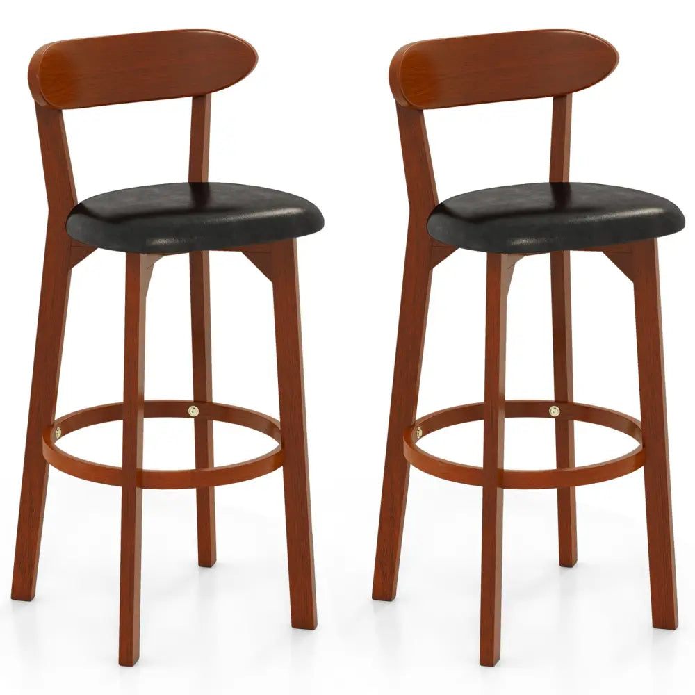 Set of 2 29 Inch Modern Armless Upholstered Cushioned Seat Island Dining Chairs for Kitchen - Walnut - Dining Chairs