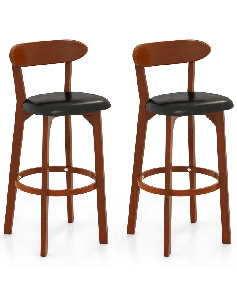 Set of 2 29 Inch Modern Armless Upholstered Cushioned Seat Island Dining Chairs for Kitchen - Walnut - Dining Chairs