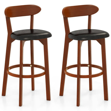 Set of 2 29 Inch Modern Armless Upholstered Cushioned Seat Island Dining Chairs for Kitchen - Walnut - Dining Chairs