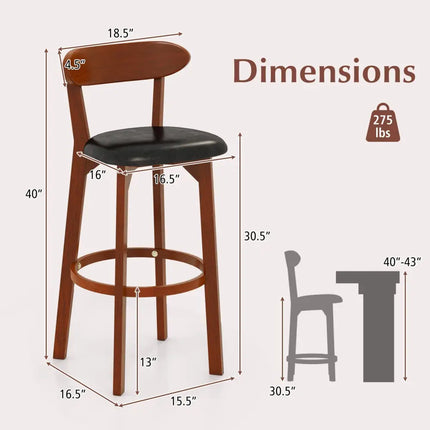 Set of 2 29 Inch Modern Armless Upholstered Cushioned Seat Island Dining Chairs for Kitchen - Walnut - Dining Chairs