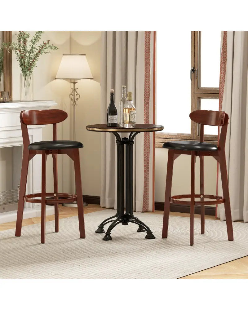 Set of 2 29 Inch Modern Armless Upholstered Cushioned Seat Island Dining Chairs for Kitchen - Walnut - Dining Chairs