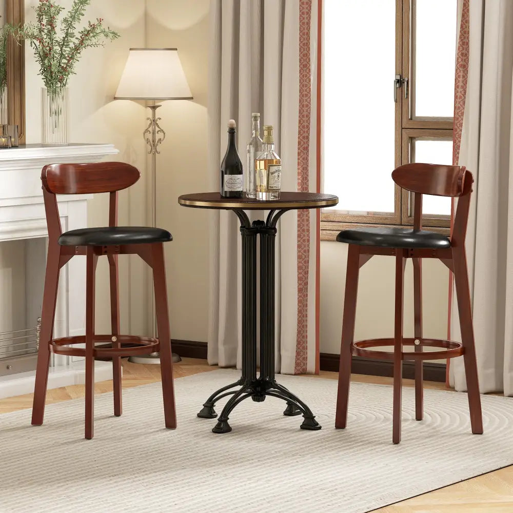 Set of 2 29 Inch Modern Armless Upholstered Cushioned Seat Island Dining Chairs for Kitchen - Walnut - Dining Chairs