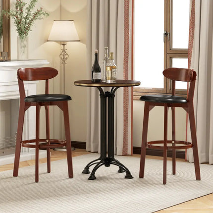 Set of 2 29 Inch Modern Armless Upholstered Cushioned Seat Island Dining Chairs for Kitchen - Walnut - Dining Chairs