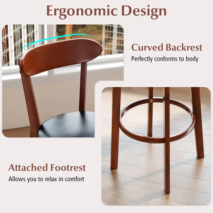 Set of 2 29 Inch Modern Armless Upholstered Cushioned Seat Island Dining Chairs for Kitchen - Walnut - Dining Chairs