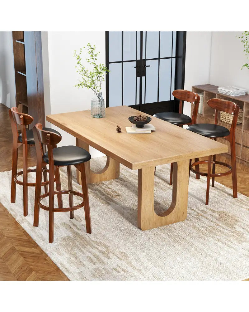 Set of 2 29 Inch Modern Armless Upholstered Cushioned Seat Island Dining Chairs for Kitchen - Walnut - Dining Chairs