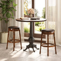 Set of 2 29-Inch Swivel Leather Padded Dining Bar Stools - Walnut - Bar Stools