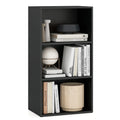 Set of 2 3-Tier Cube Bookcase with Adjustable Shelves for Home Office-Black - Black - Bookcases