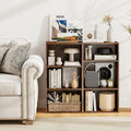 Set of 2 3-Tier Cube Bookcase with Adjustable Shelves for Home Office-Rustic Brown - Rustic Brown - Bookcases
