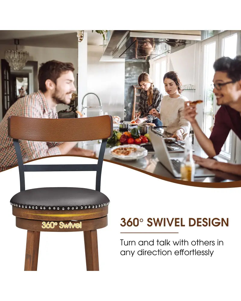 Set of 2 30.5 Inch Swivel Pub Height Bar Stool - Brown - Bar Stools