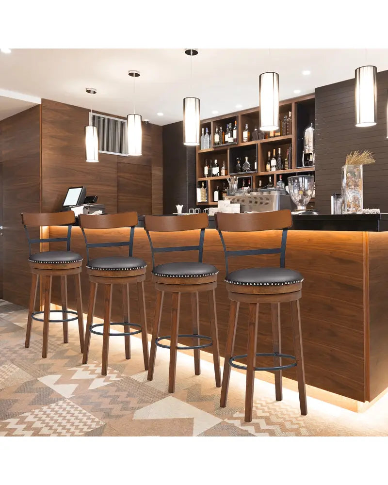 Set of 2 30.5 Inch Swivel Pub Height Bar Stool - Brown - Bar Stools