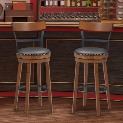 Set of 2 30.5 Inch Swivel Pub Height Bar Stool - Brown - Bar Stools