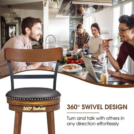 Set of 2 30.5 Inch Swivel Pub Height Bar Stool - Brown - Bar Stools