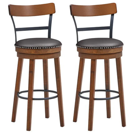 Set of 2 30.5 Inch Swivel Pub Height Bar Stool - Brown - Bar Stools