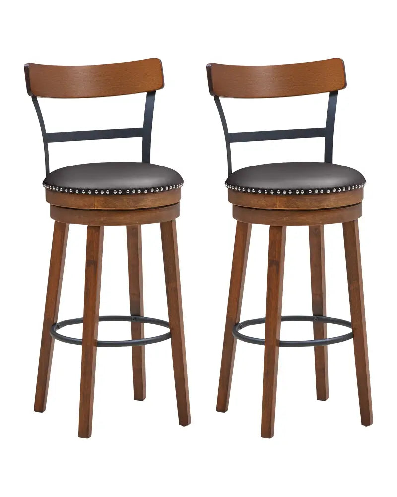 Set of 2 30.5 Inch Swivel Pub Height Bar Stool - Brown - Bar Stools