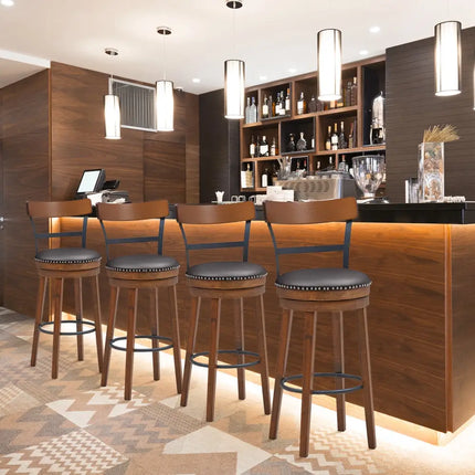 Set of 2 30.5 Inch Swivel Pub Height Bar Stool - Brown - Bar Stools