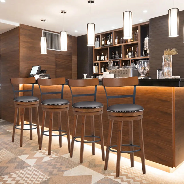 Set of 2 30.5 Inch Swivel Pub Height Bar Stool - Brown - Bar Stools