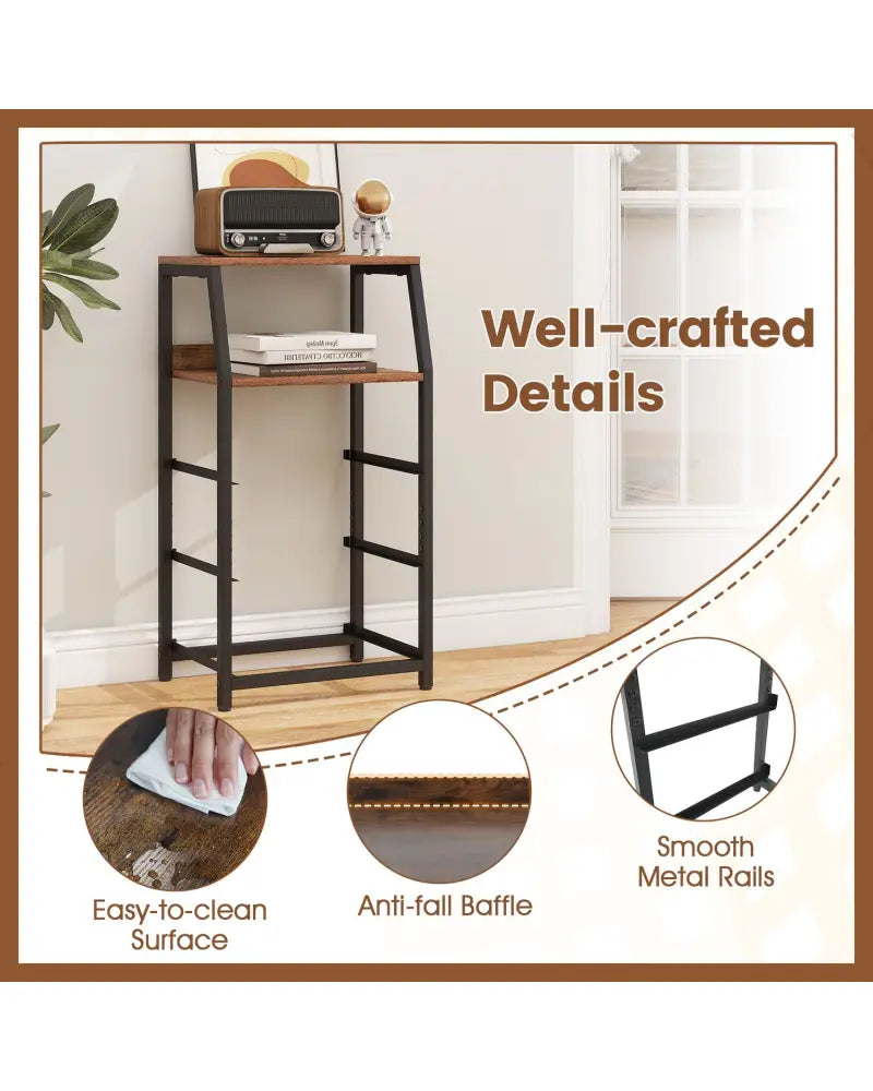 Set of 2 30.5’’ Tall Nightstand with 3 Fabric Drawers and 2 Spacious Open Shelves-Rustic Brown - Rustic Brown