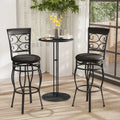 Set of 2 30 Inch Bar Stool with Backrest and Footrest-Black - Black - Bar Stools