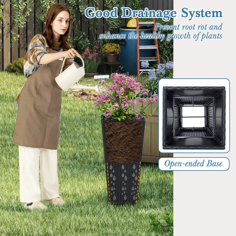 Set of 2 30 Inch Tall Flower Pot with Open-ended Base - Raised Garden Beds