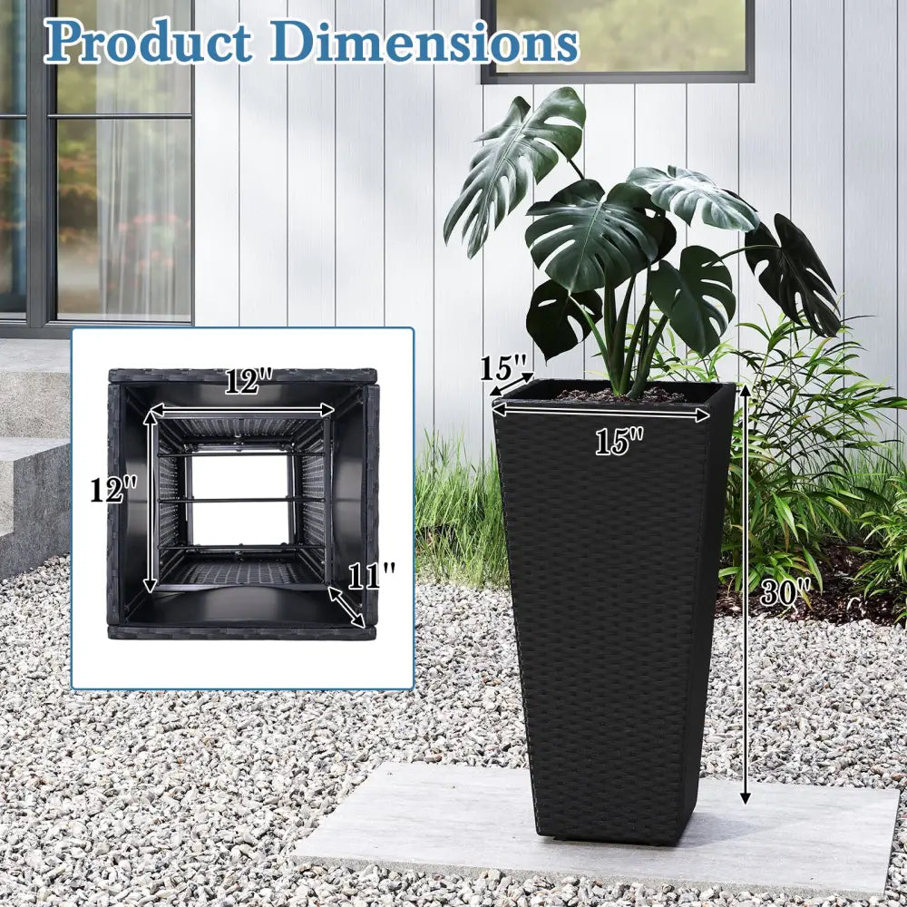 Set of 2 30 Inch Tall Flower Pot with Open-ended Base - Raised Garden Beds