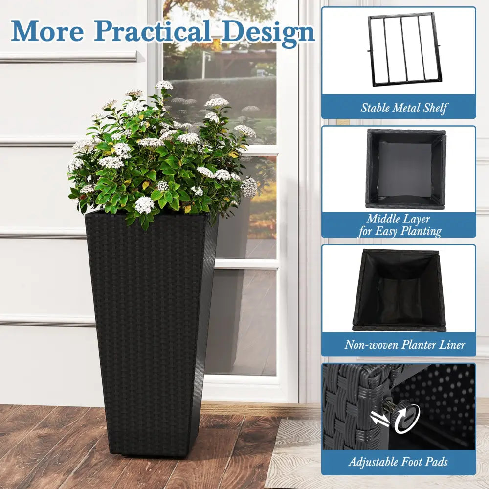 Set of 2 30 Inch Tall Flower Pot with Open-ended Base - Raised Garden Beds