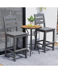 Set of 2 30 Inches HDPE Outdoor Counter Height Bar Stools with Backs-Gray - Gray - Patio Bar Furniture