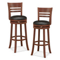 Set of 2 360° Bar Stools with PU Upholstered Seats-Brown - Brown - Bar Stools