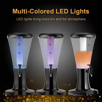 Set of 2 3L Draft Beer Tower Dispenser with LED Lights Costway
