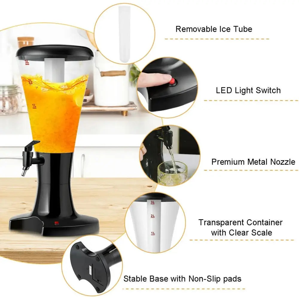 Set of 2 3L Draft Beer Tower Dispenser with LED Lights Costway