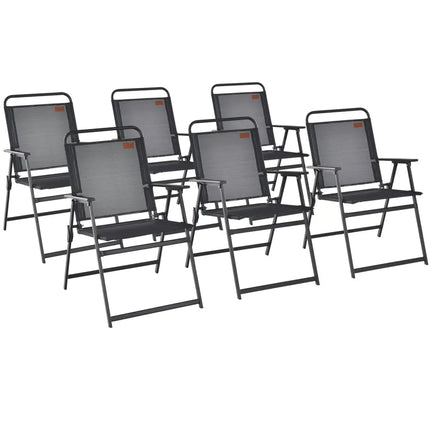Set of 2/4/6 Outdoor Folding Chairs with Breathable Seat-Set of 6 - Black - Patio Dining Chairs