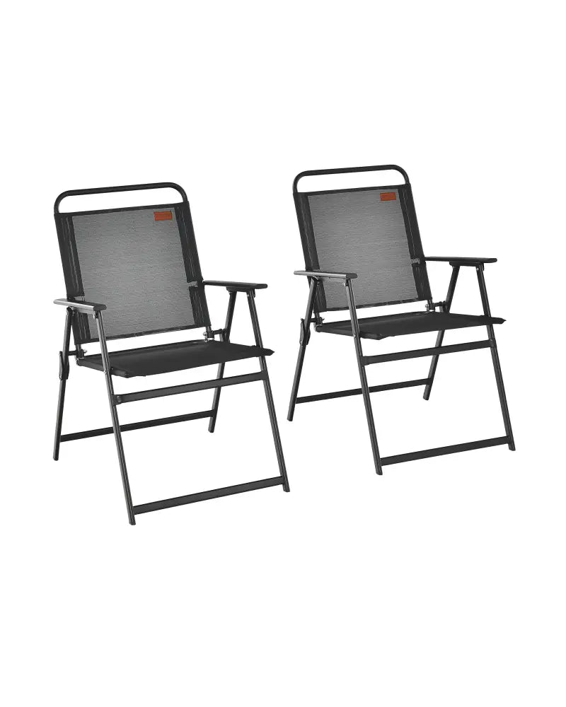 Set of 2/4/6 Outdoor Folding Chairs with Breathable Seat-Set of 6 - Black - Patio Dining Chairs