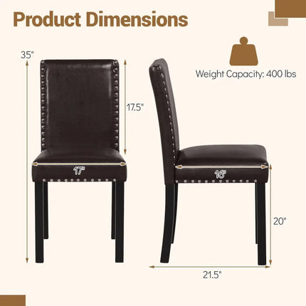 Set of 2/4 Dining Chairs Faux Leather Upholstered Parsons Kitchen Chairs-Set of 2 - Dining Chairs