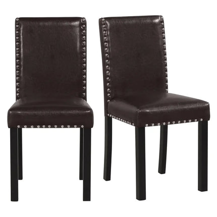 Set of 2/4 Dining Chairs Faux Leather Upholstered Parsons Kitchen Chairs-Set of 2 - Dining Chairs