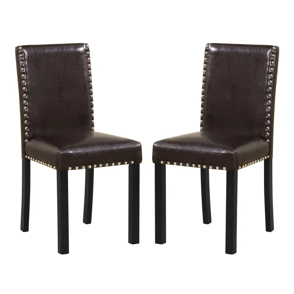 Set of 2/4 Dining Chairs Faux Leather Upholstered Parsons Kitchen Chairs-Set of 2 - Dining Chairs